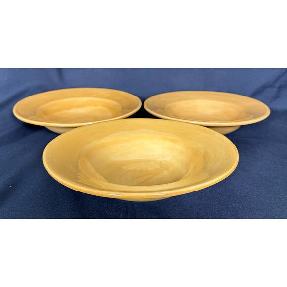 Wide Rim Pasta Soup Bowls Amber One Everywhere Mexico Two Unmarked-Set of 3 - Picture 2 of 5
